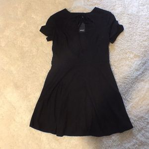 Black fit and flare dress with cut out